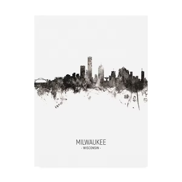 Michael Tompsett 'Milwaukee Wisconsin Skyline Portrait II' Canvas Art, 14x19, Trademark Fine Art, Mfr#: MT03111-C1419GG